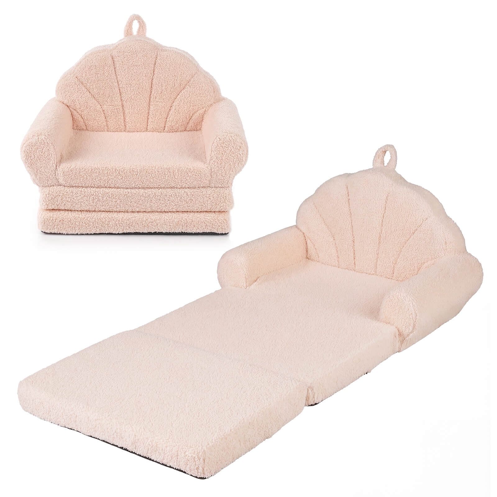 Infans Fold-out Kids Sofa 2-in-1 Convertible Toddler Couch & Lounger with Non-slip Base