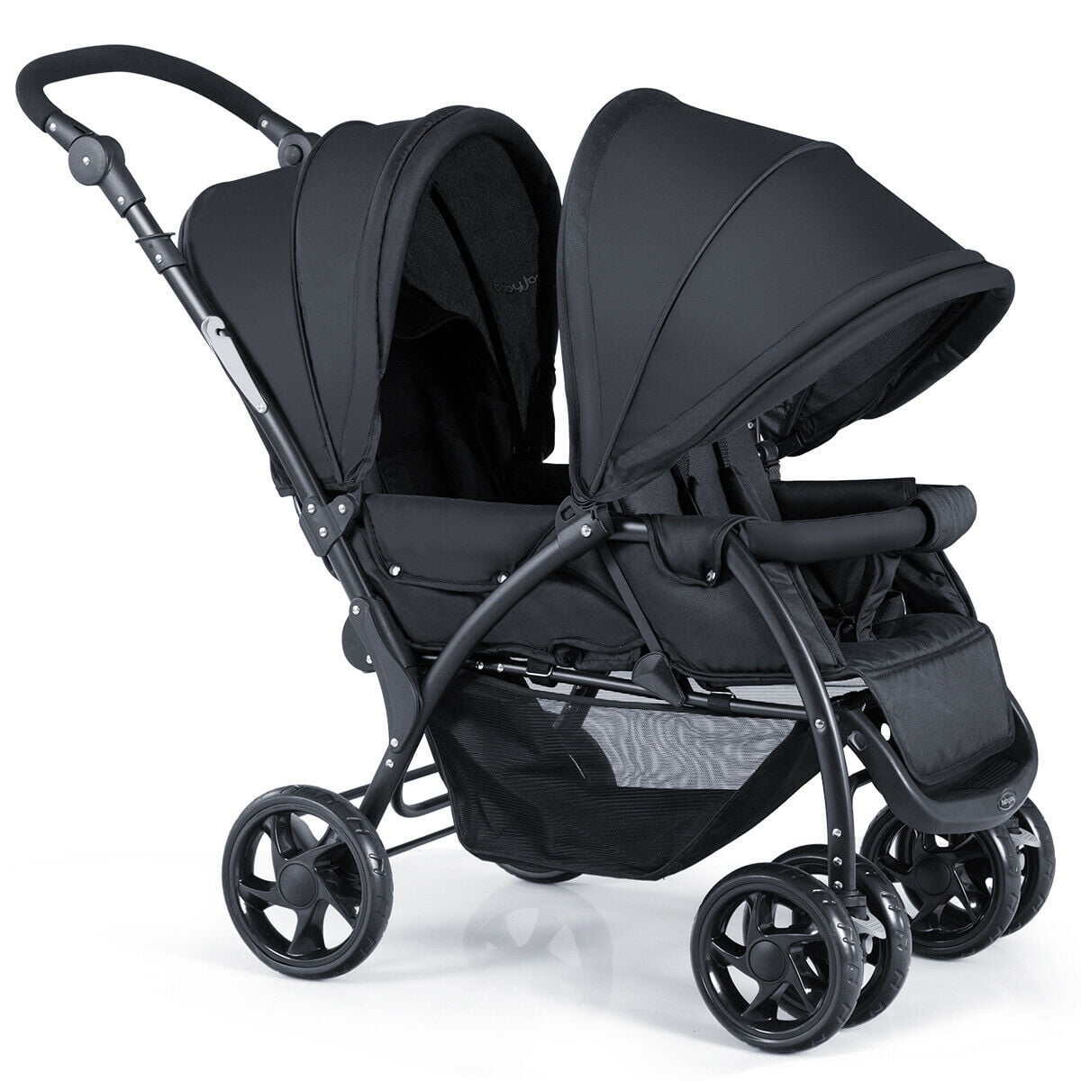 Infans Foldable Double Baby Stroller Lightweight Front Back Seats Pushchair Black