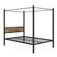 thumbnail image 1 of Infans Full Size Canopy Bed Frame 4-Poster Platform Bed Frame w/ Industrial Headboard, 1 of 7