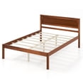 thumbnail image 1 of Infans Full Size Wooden Platform Bed Frame with Headboard Mattress Foundation Walnut, 1 of 7