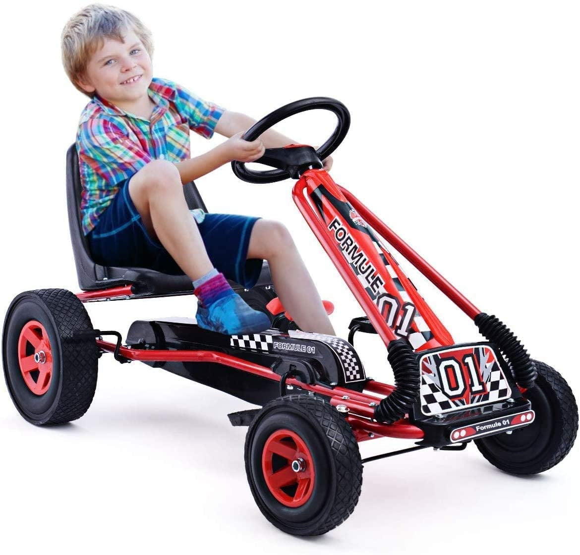 509: Rocket Pedal Red Go Kart Ride on with Ergonomic Adjustable Seat &  Sharp Handling, Children Ages 4+