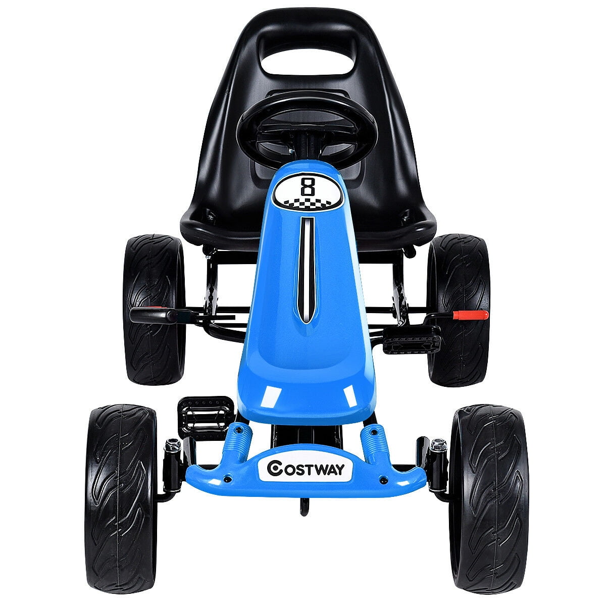 Blue Pedal Powered Kids Go Kart with Adjustable Seat