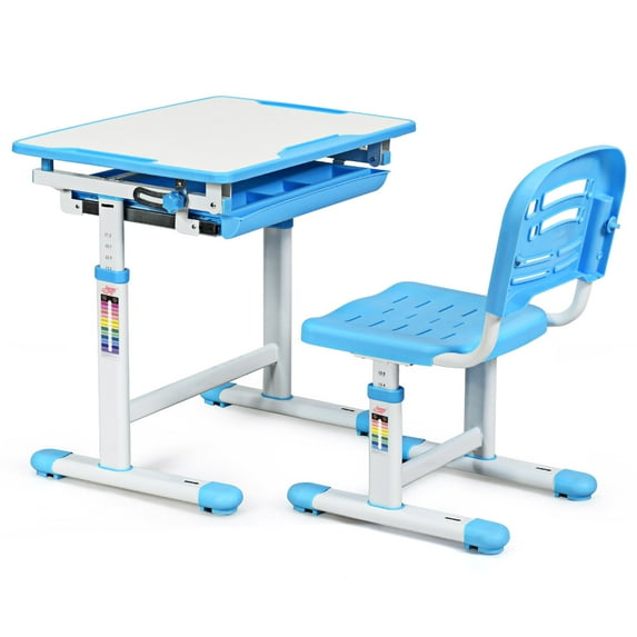 Infans Height Adjustable Children's Desk Chair Set Multifunctional Study Drawing Blue