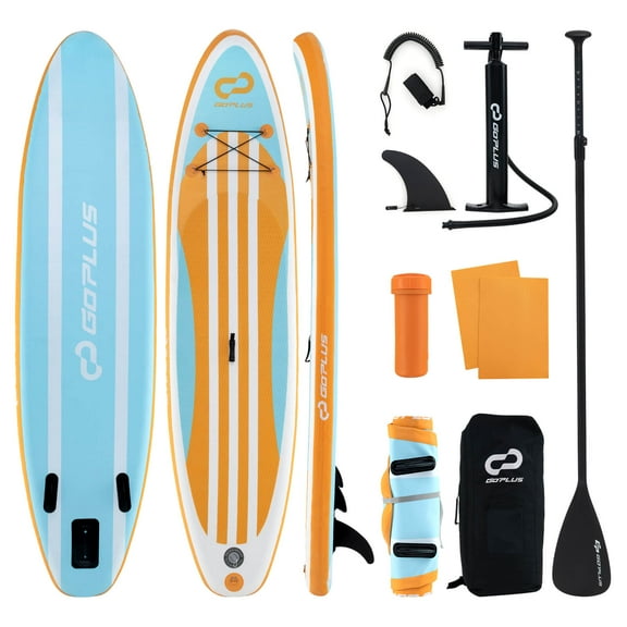 Infans Inflatable Stand Up Paddle Board w/ 3 Fins Backpack, Non-slip Deck Pump Leash