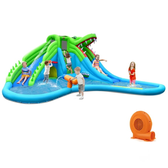 Infans Inflatable Water Park Dual Slides Climbing Wall with 750W Blower