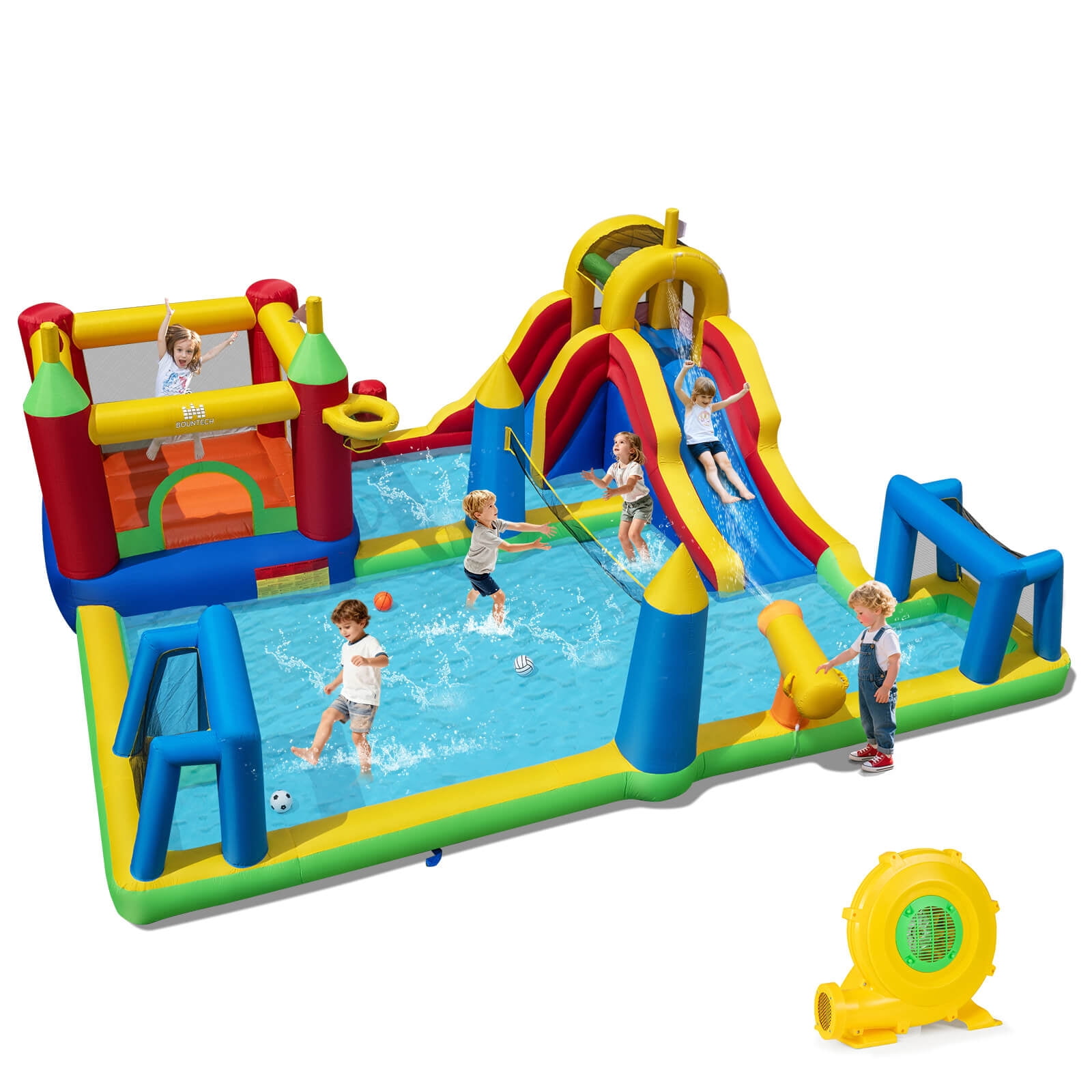 Infans Inflatable Water Slide Bounce House w/Climbing Wall, Splash Pool, 780W Blower