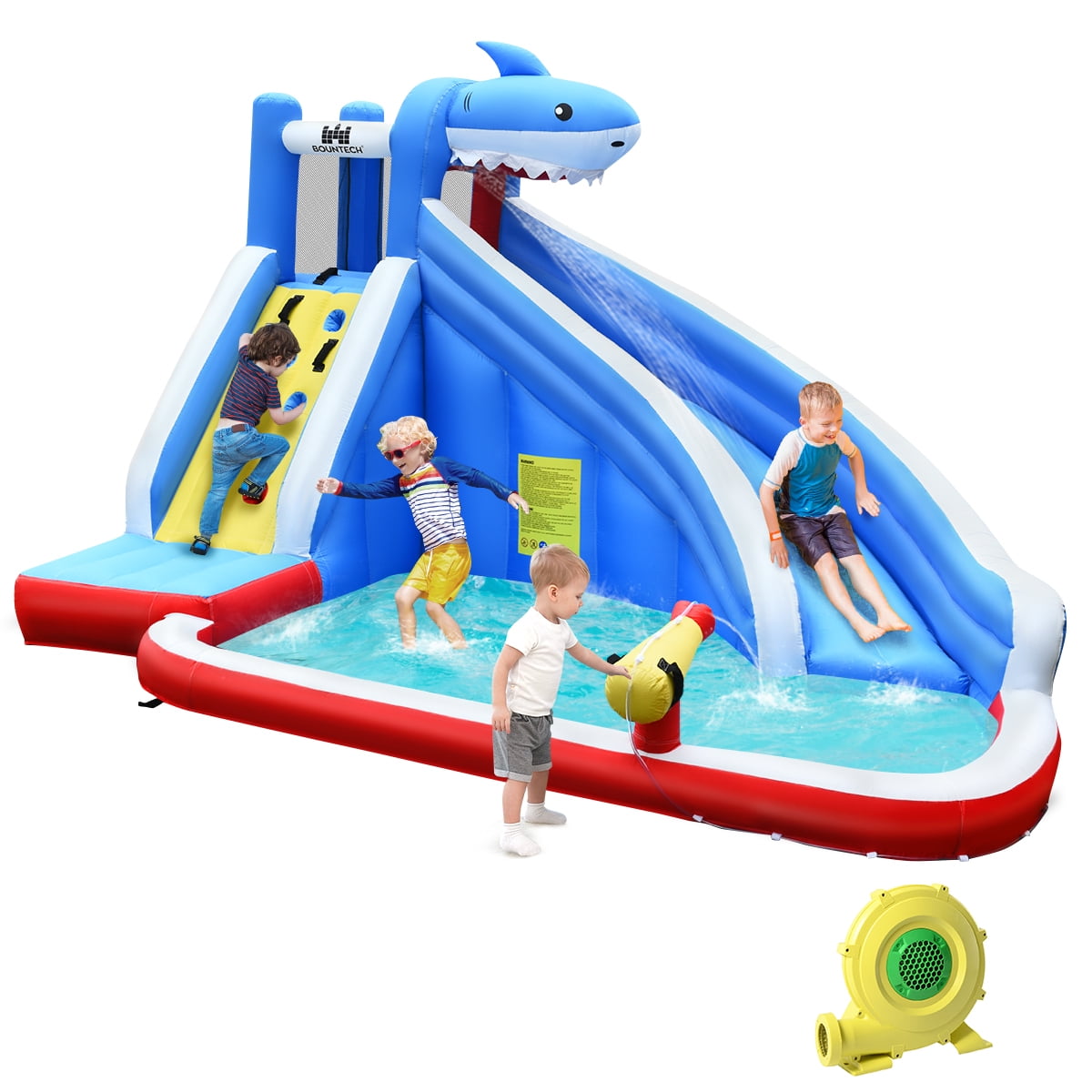 Infans Inflatable Water Slide shark Bounce House Castle Splash Water Pool W/750W Blower