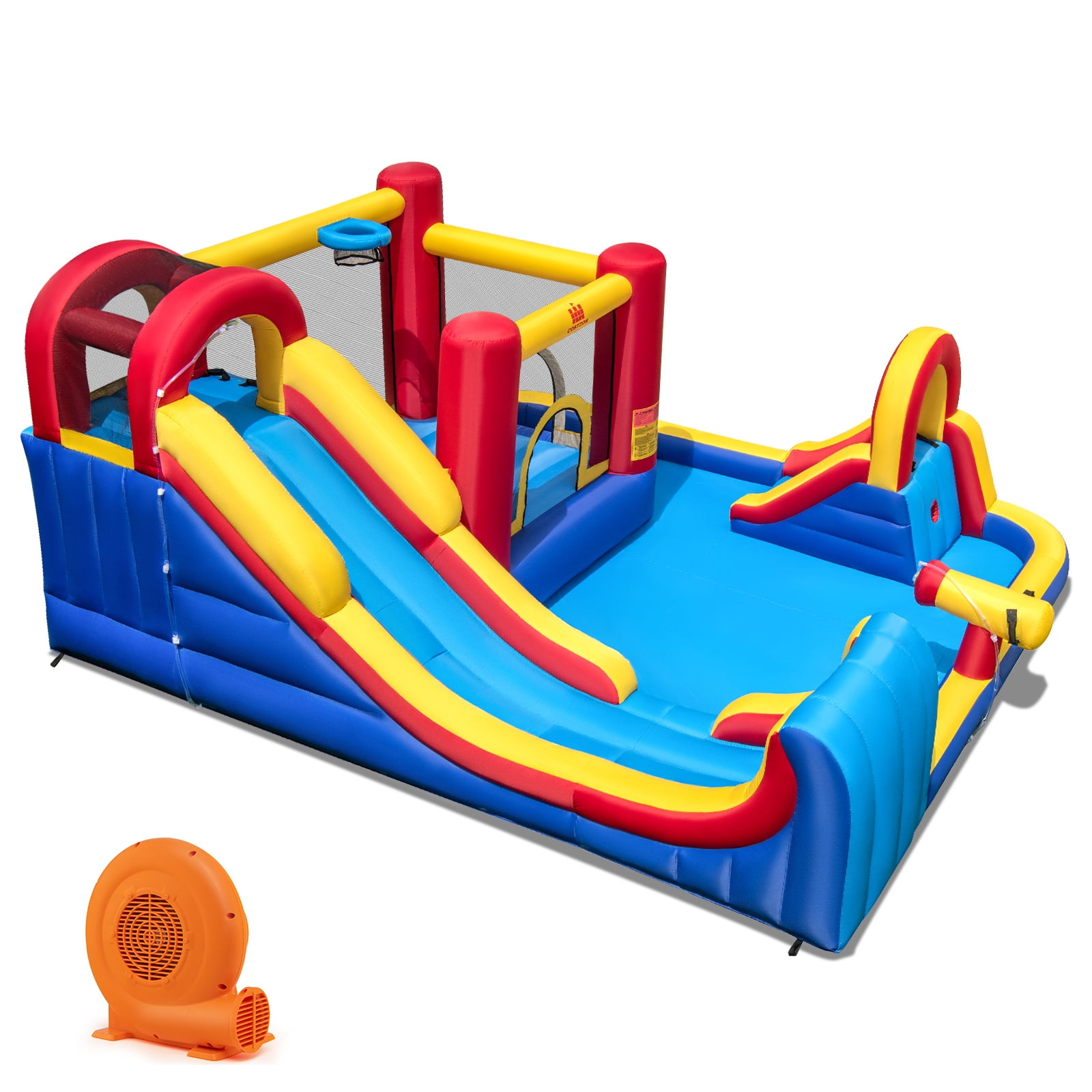 Infans Inflatable Water Slide Giant Kids Water Park w/ Double Slides & 750W Blower