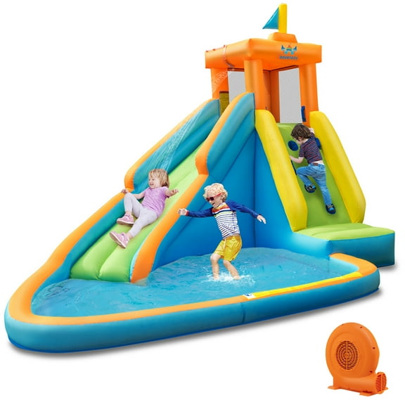 Infans Inflatable Water Slide Kids Bounce House Castle Splash Pool with 750W Blower