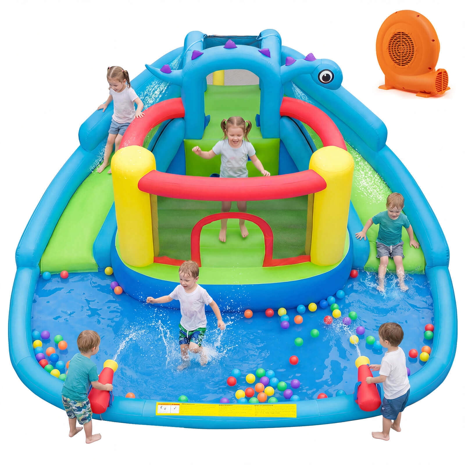 Infans Inflatable Water Slide Park w/Double Slides Jumping Area Splash Pool 750W Blower