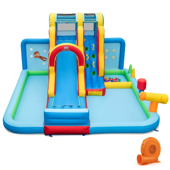 Infans Inflatable Water Slide w/ Long Slide Climbing Wall Splash Pools with 950W Blower