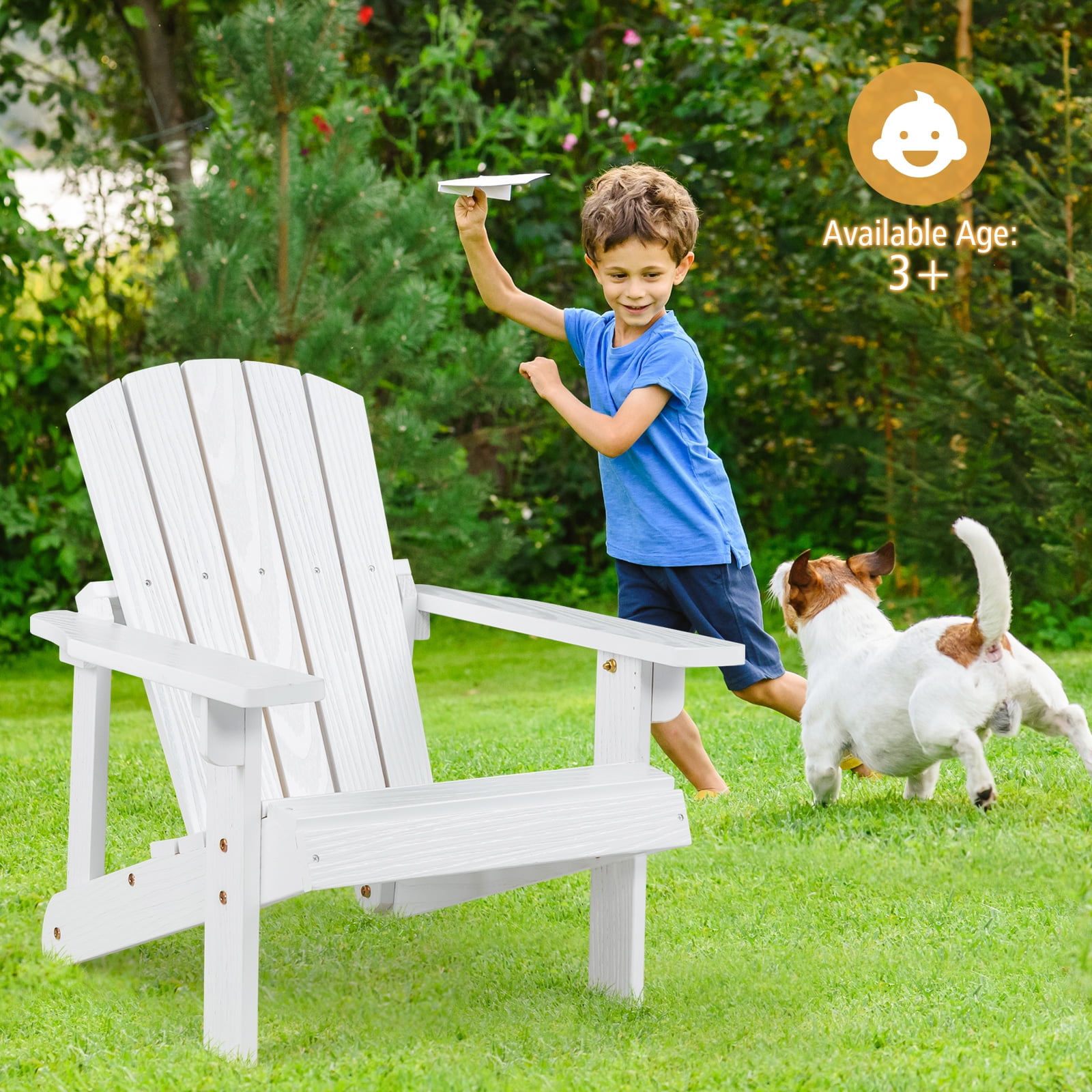 INFANS Kid's Adirondack Chair, Wooden Patio Chair, 110 lbs