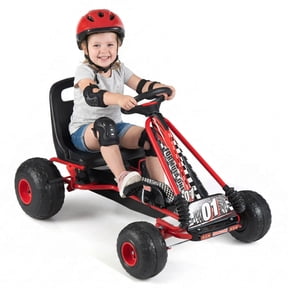 Infans Kids 4-Wheel Pedal Go Kart w/Clutch & Hand Brake. Multi-Terrain Wheels,Blue.