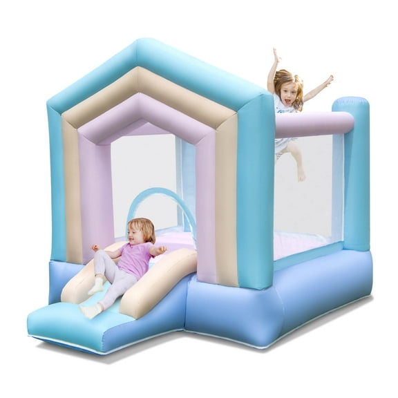 Infans Kids Bounce House with Slide Basketball Rim Inflatable Basketball Without Blower