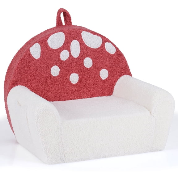 Infans Kids Couch Toddler Foam Sofa with Soft & Machine-Washable Teddy Fleece Cover
