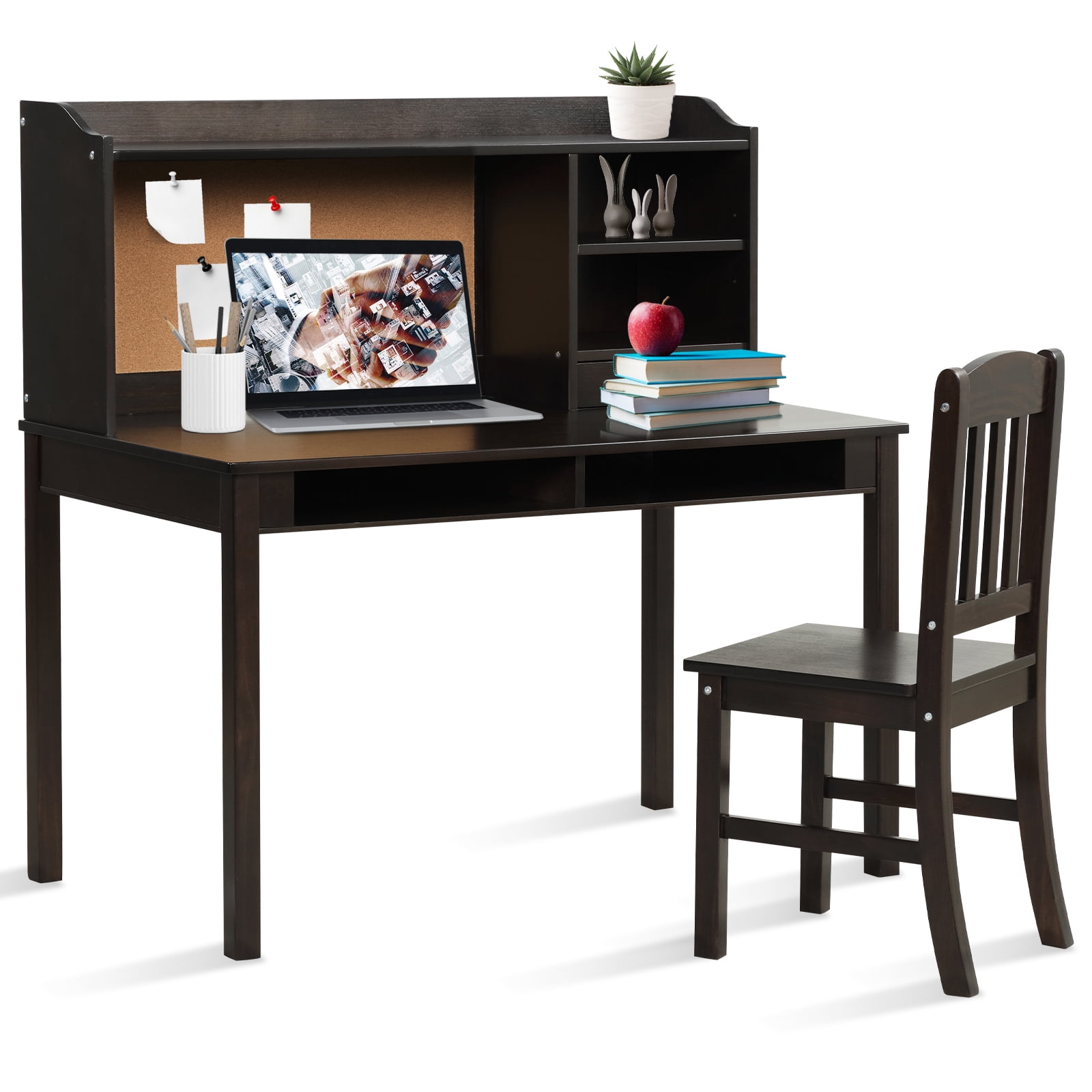 UTEX Corner Desk with Storage and Reversible Hutch,Kids White Study Desk,Workstation  & Writing Table 