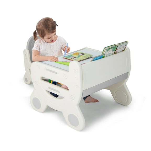 Infans Kids Drawing Table & Chair Set for Reading Playing with Pens & Blackboard Eraser