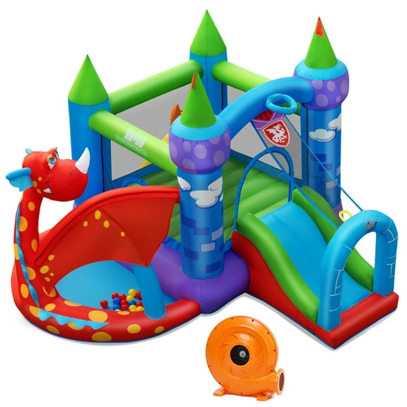 Infans Kids Inflatable Bounce House Dragon Jumping Slide Bouncer Castle W/ 750W Blower