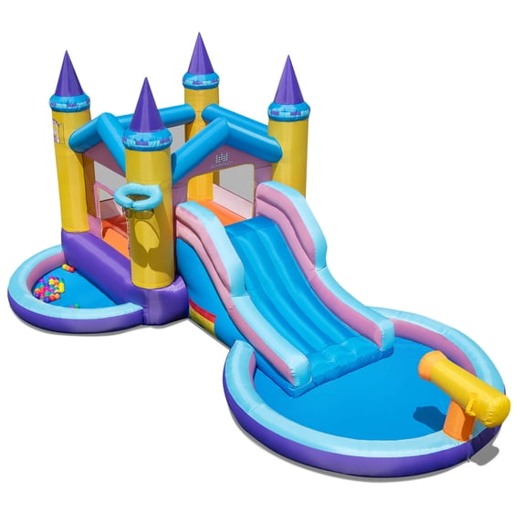 INFANS Kids Inflatable Water Slide with Splash Pool Water Cannon Multicolor 197in x 115.5in x 92in