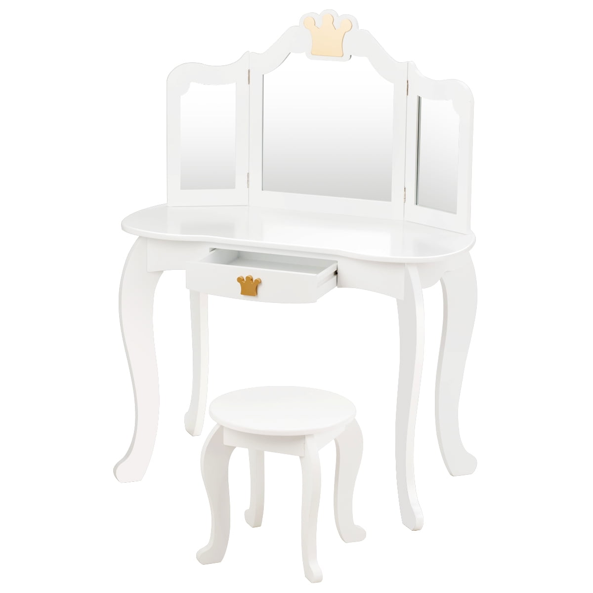 Infans Kids Makeup Dressing Table Chair Set Princess Vanity & Tri