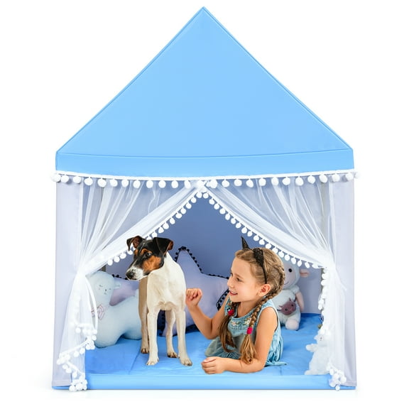 Infans Kids Play Tent Large Playhouse Children Play Castle Fairy TentGift w/ Mat Blue