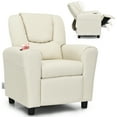 thumbnail image 1 of Infans Kids Recliner Chair PU Leather Armrest Sofa w/Footrest Cup Holder Beige, 1 of 7