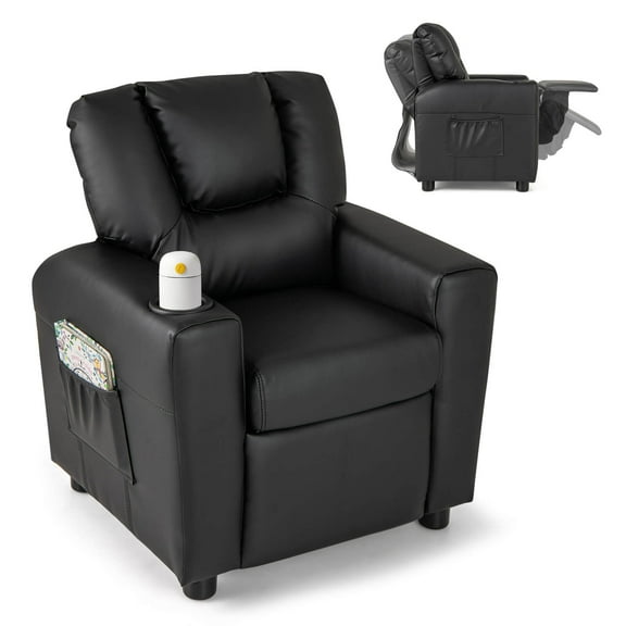 Infans Kids Recliner Chair w/Cup Holder & Side Pocket Adjustable Backrest Footrest