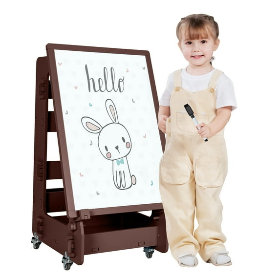 Infans Kids' Standing Art Easel Dry-Erase Board Double Sided Chalkboard