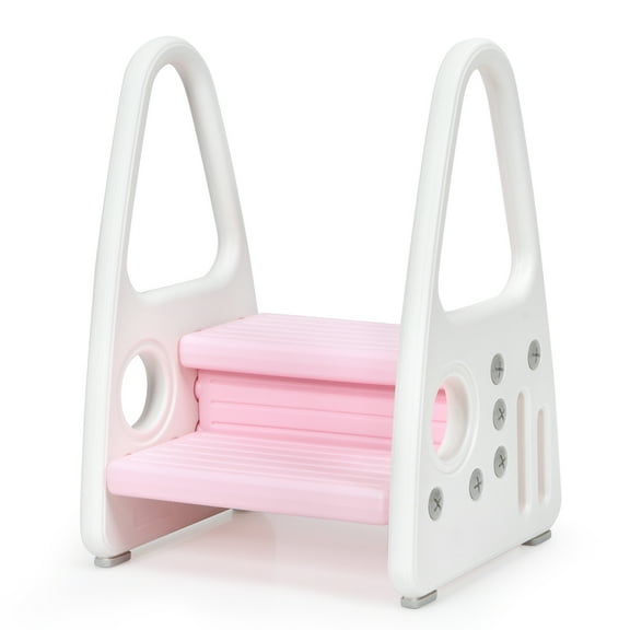 Infans Kids Step Stool Learning Helper w/Armrest for Kitchen Toilet Potty Training Pink
