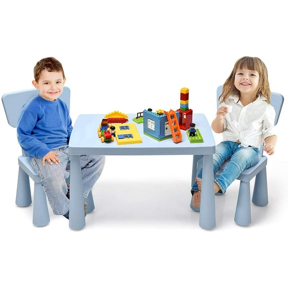 Infans Kids Table & 2 Chairs Set Toddler Activity Play Dining Study Desk Baby Gift Blue