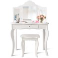 thumbnail image 1 of Infans Vanity Table Set Makeup Dressing Table Kids Girls Stool Mirror, 1 of 7