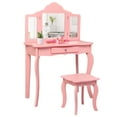 thumbnail image 1 of Infans Kids Vanity Table & Stool Princess Dressing Make Up Play Set for Girls Pink, 1 of 7