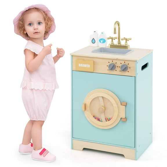 Infans Kids Washer Playset with Laundry Detergent & Hand Sanitizer Rotating Wheel