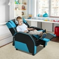 thumbnail image 1 of Infans Kids Youth Gaming Sofa Recliner w/Headrest & Footrest PU Leather Blue, 1 of 7