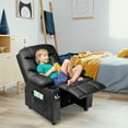 thumbnail image 1 of Infans Kids Youth Recliner Chair PU Leather w/Cup Holders & Side Pockets Black, 1 of 7
