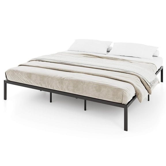 Infans King Size Metal Bed Frame Heavy Duty Support Slats Mattress Foundation