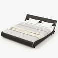 thumbnail image 1 of Infans King Upholstered Platform Bed Frame Low Profile Faux Leather Curved Headboard, 1 of 7