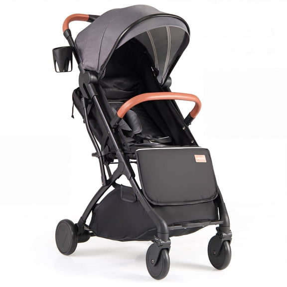 Infans Lightweight Baby Stroller w/One-Hand Folding, Extendable Canopy, Storage Baske