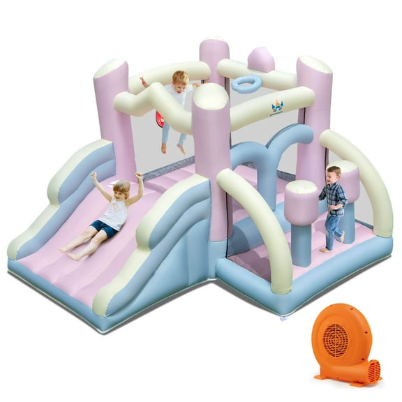 Infans Macron Pastel Bounce House w/ Slide Basketball Hoop Boxing 350W Blower Included
