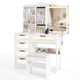 thumbnail image 1 of Infans Modern Vanity Desk w/ Sliding Mirror & Lights Stool 5 Drawers Hooks Open Storage, 1 of 7