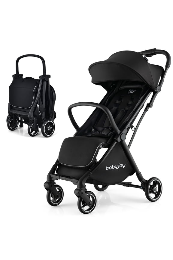 Portable Baby Stroller One-Hand Fold Pushchair W/ Aluminum Frame Black