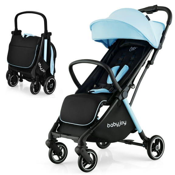 Infans Portable Baby Stroller One-Hand Fold Pushchair W/ Aluminum Frame Blue
