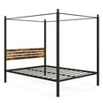 thumbnail image 1 of Infans Queen Size Canopy Bed Frame 4-Poster Platform Bed Frame w/ Industrial Headboard, 1 of 7