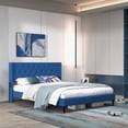 thumbnail image 1 of Infans Queen Size Upholstered Platform Bed with Button Tufted Wingback Headboard Blue, 1 of 7