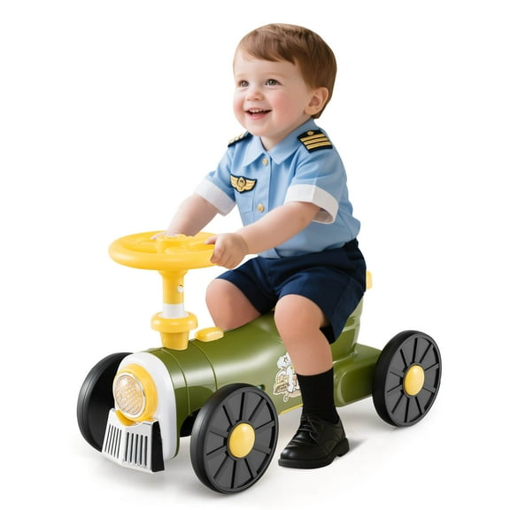 Infans Ride on Push Car with Storage Compartment & Train Whistle Sound Button