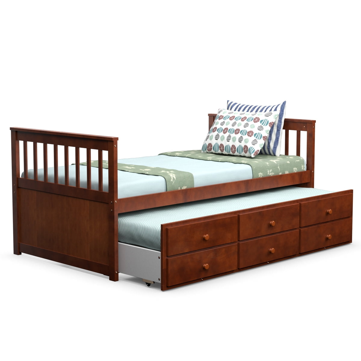 Infans Twin Captain's Bed Bunk Bed Alternative w/ Trundle & Drawers for