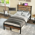 thumbnail image 1 of Infans Twin Industrial Metal Platform Bed Frame Charging Station Mattress Foundation, 1 of 7