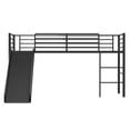 thumbnail image 1 of Infans Twin Metal Loft Bed with Slide Guardrails Built-in Ladder Low Bed Frame Black, 1 of 7