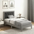 Infans Twin Size Bed Frame Upholstered Platform Velvet Headboard Wooden ...