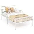 thumbnail image 1 of Infans Twin Size Metal Bed Frame Modern Platform Bed with Safety Guardrails Headboard, 1 of 7